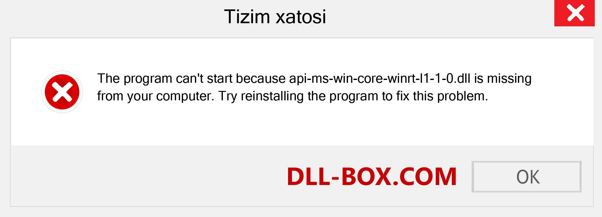 api-ms-win-core-winrt-l1-1-0.dll fayli yo'qolganmi?. Windows 7, 8, 10 uchun yuklab olish - Windowsda api-ms-win-core-winrt-l1-1-0 dll etishmayotgan xatoni tuzating, rasmlar, rasmlar